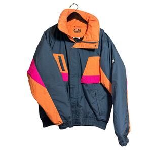 Vintage 90s CB SPORTS Mens Size Large Ski Jacket Color Block Neon Colors Retro